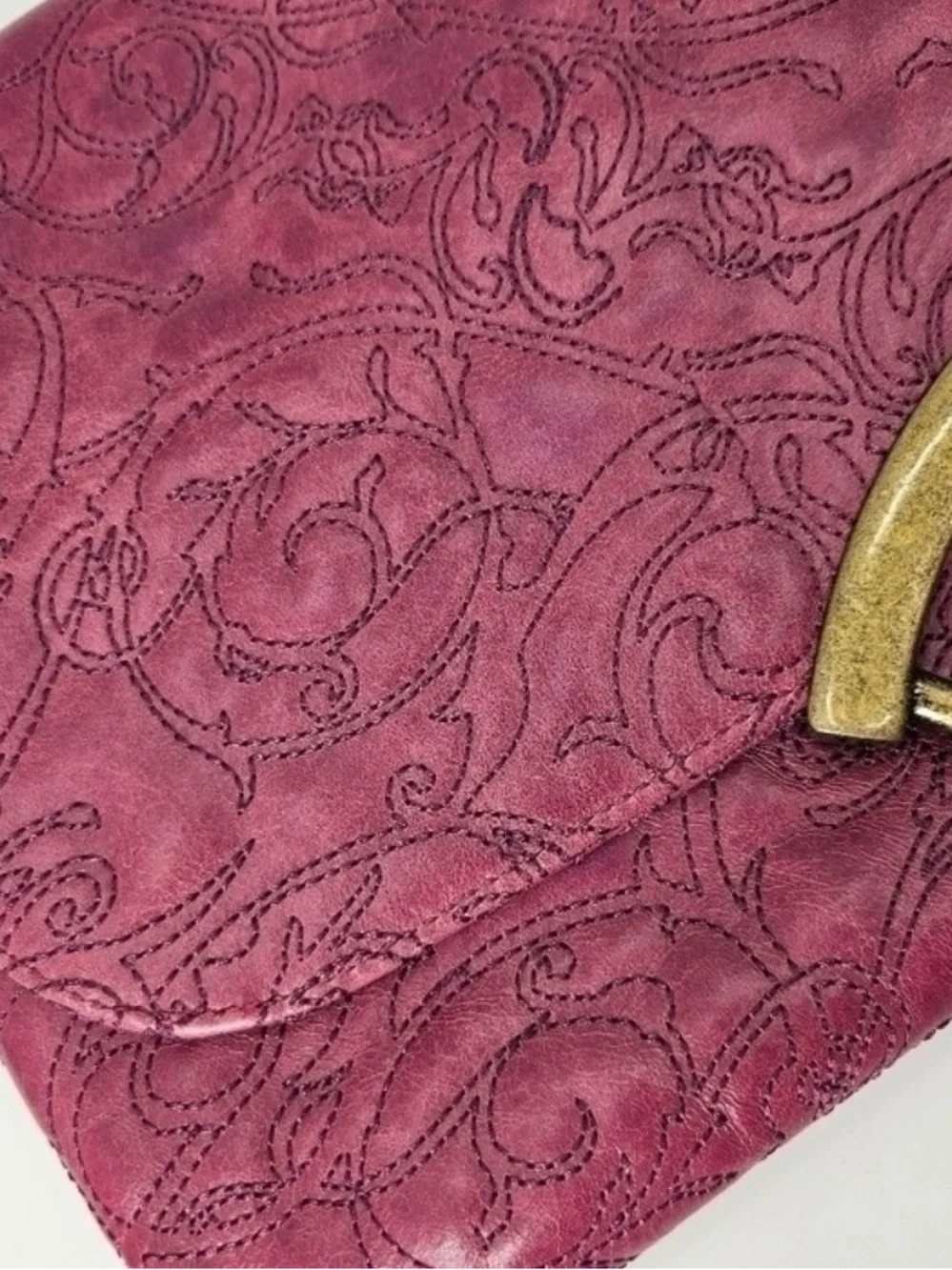 Hobo International Purple Embroidered Leather Clutch Beautiful